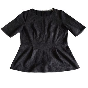 Trenery Size Small Wool Blend Short Sleeve Pleated Peplum Knit Top
